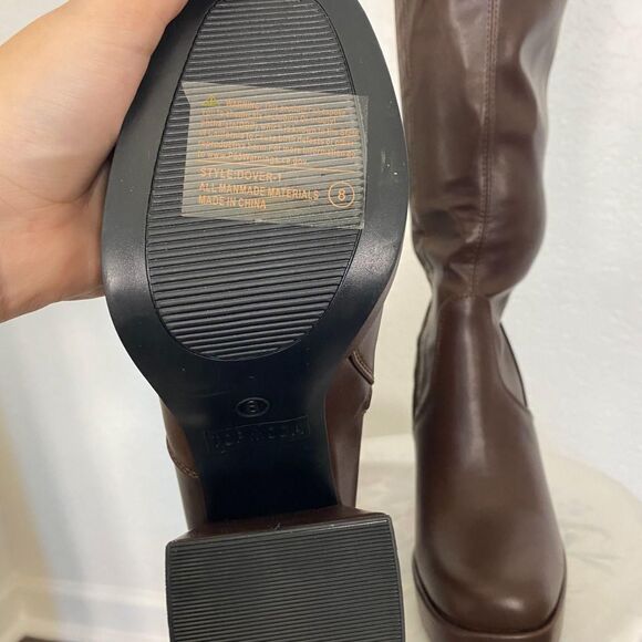 NEW Top Moda Dark Brown Dover Chunky Sexy Thigh High Platform Boots US 8 - Picture 8 of 8